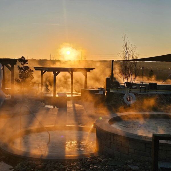 Beautiful sunset from the pool