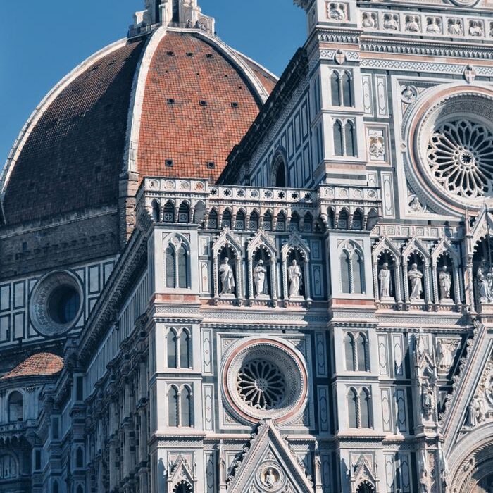 Close-up of Florence's Duomo showcasing its intricate architecture and iconic dome.